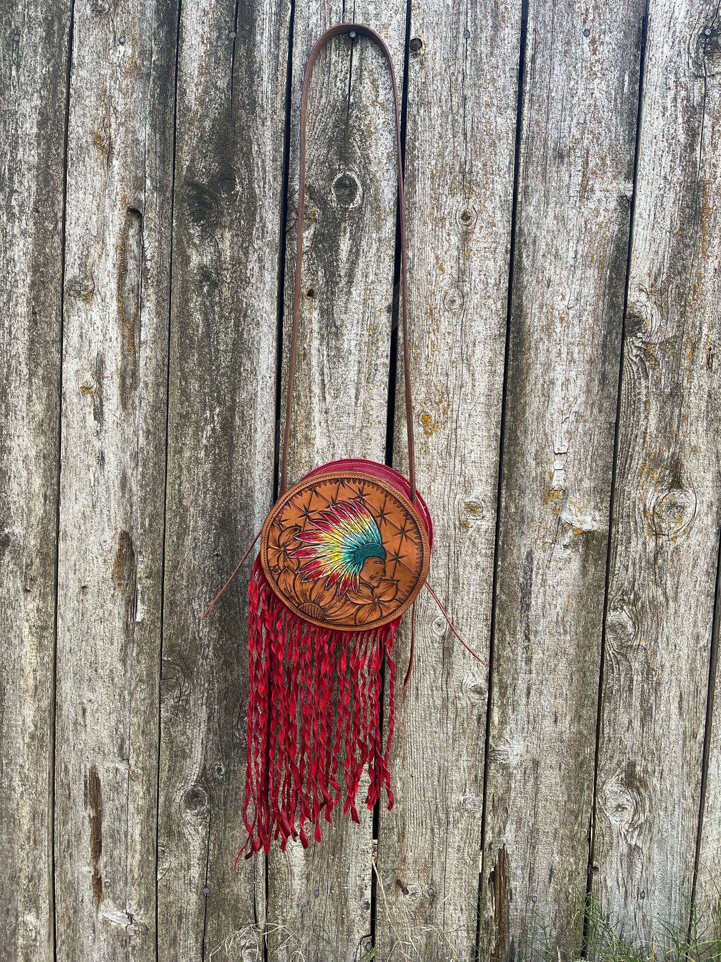 Indian Head Painted Canteen Purse