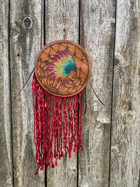 Indian Head Painted Canteen Purse