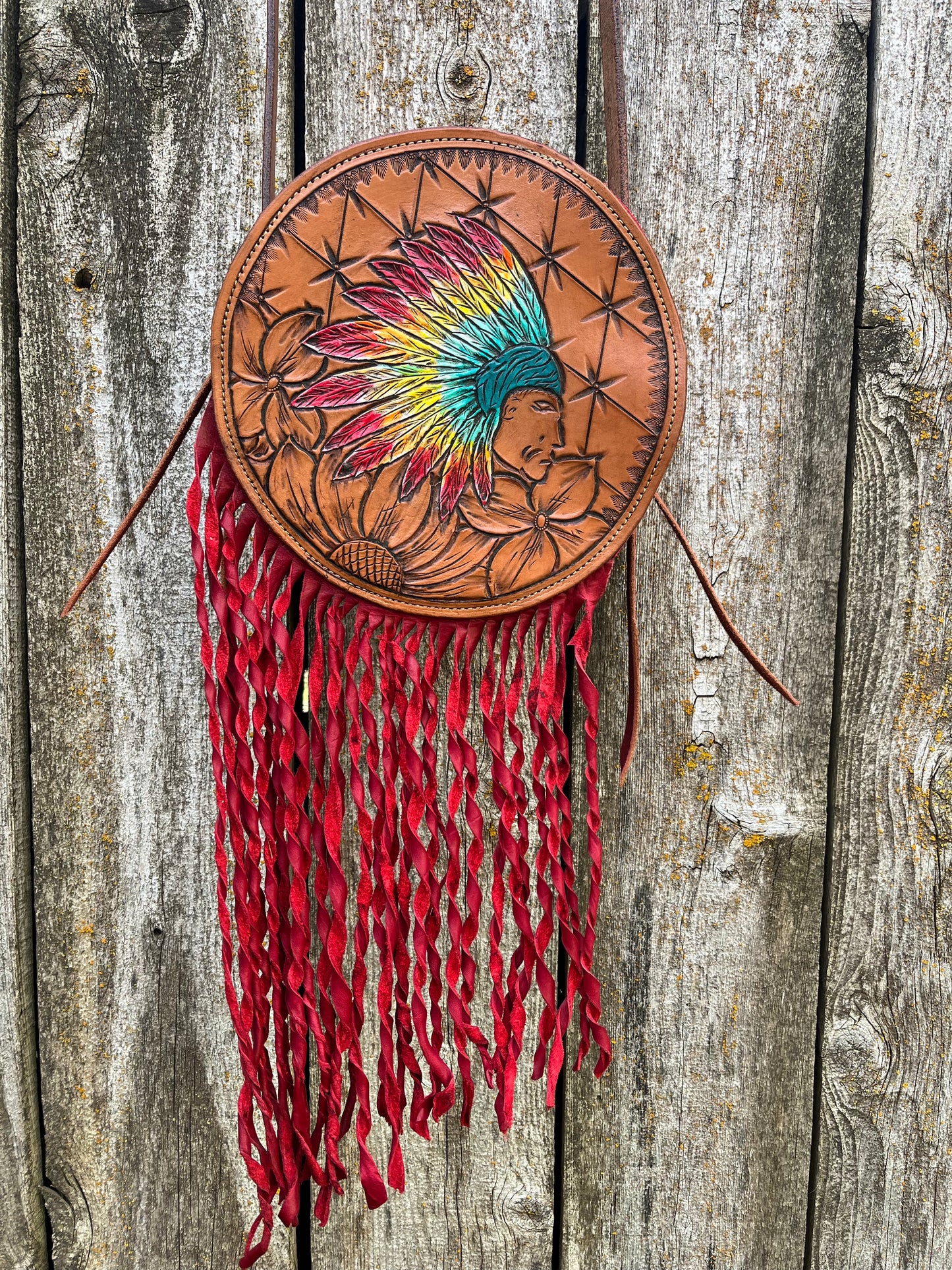Indian Head Painted Canteen Purse