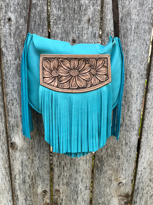 Turquoise Fringe Purse